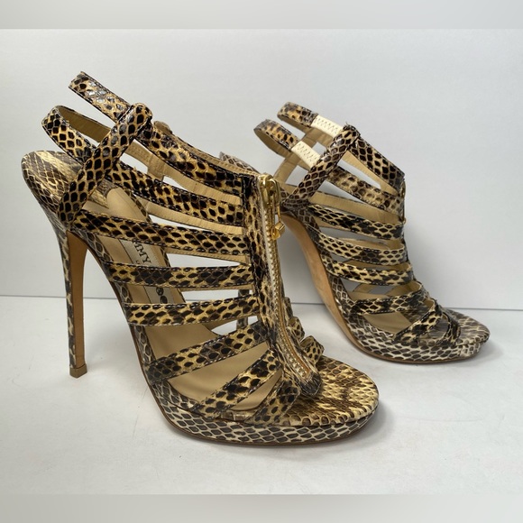Jimmy Choo snakeskin strappy sandals heels Python 37